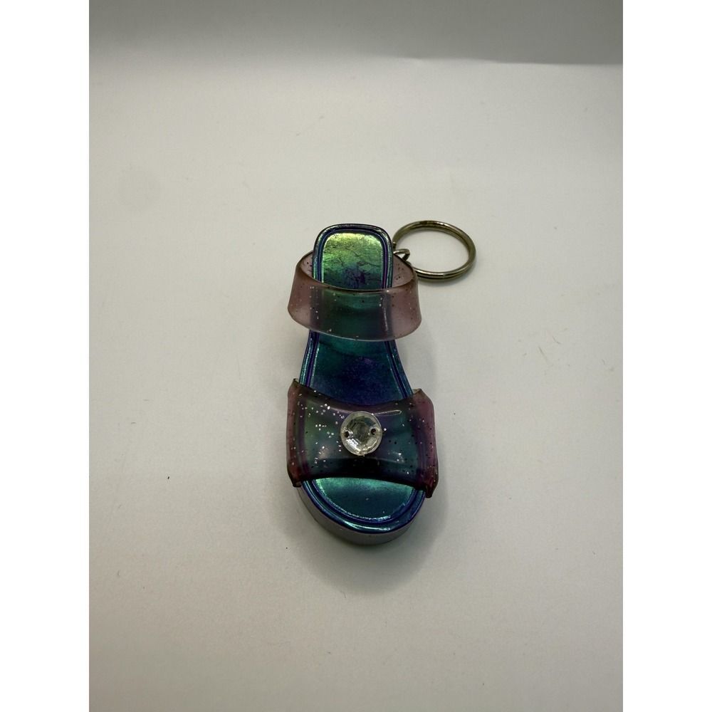Vintage Lisa Frank Multi-Color purple Mini Platform Sandal shoe Keychain Charm